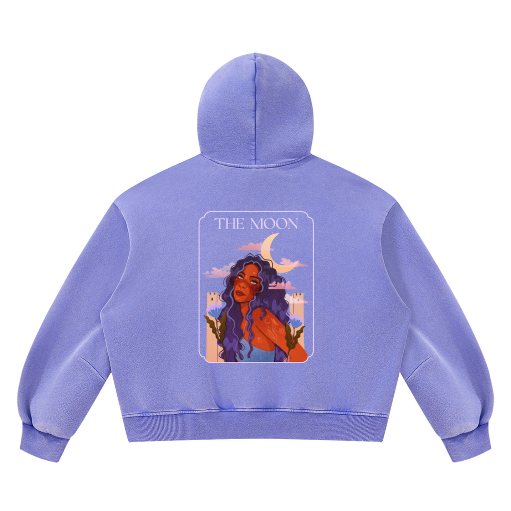 The Moon Vintage Wash Boxy Fleece Hoodie | Brittany Keller Art x Storylines by Sav