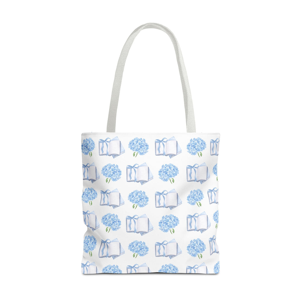 Hydrangea & Books Tote Bag — Floral Book Lover Canvas Tote