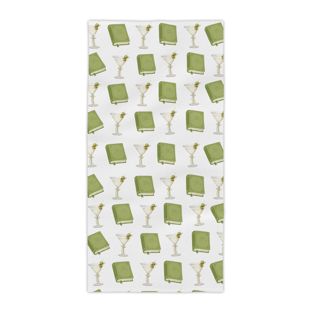 Dirty Martini & Books Beach Towel — Cocktail Lovers Summer Towel