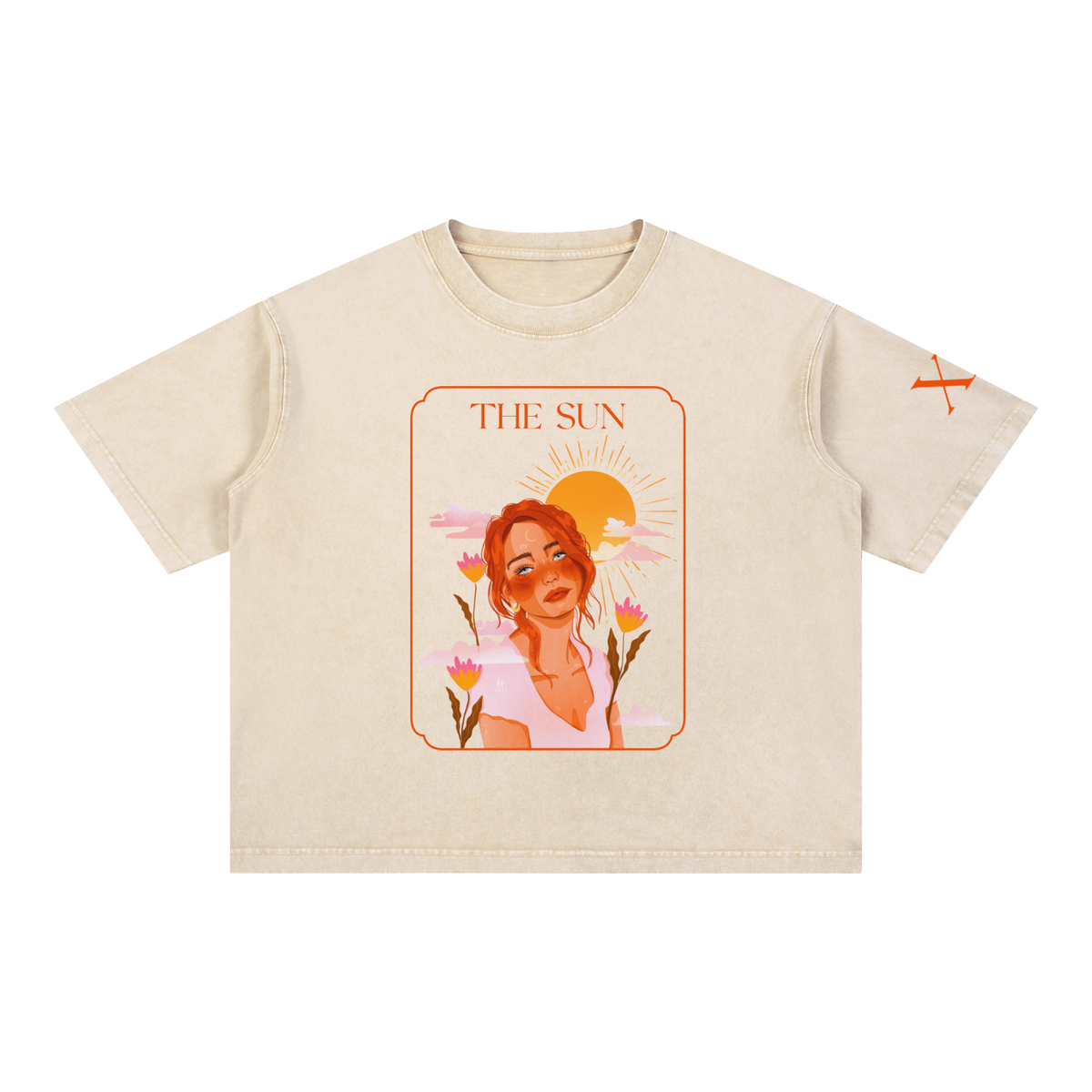 The Sun Mineral Wash Boxy Cotton T-Shirt | Brittany Keller Art x Storylines by Sav