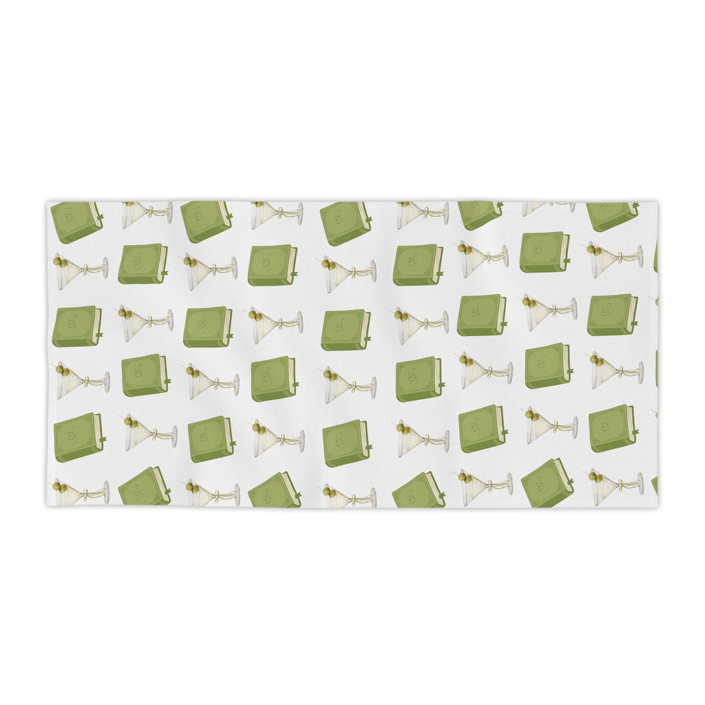 Dirty Martini & Books Beach Towel — Cocktail Lovers Summer Towel