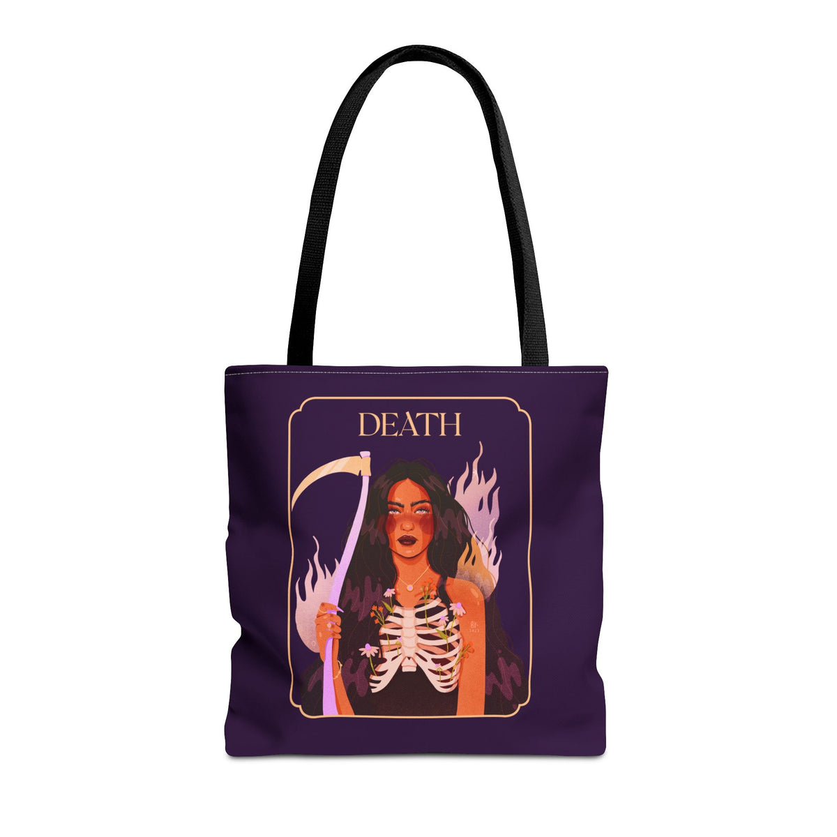 death tote bag with black strap