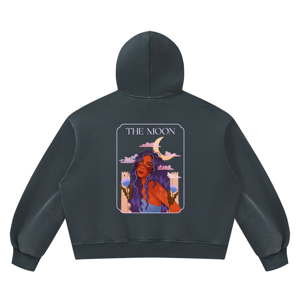 The Moon Vintage Wash Boxy Fleece Hoodie | Brittany Keller Art x Storylines by Sav