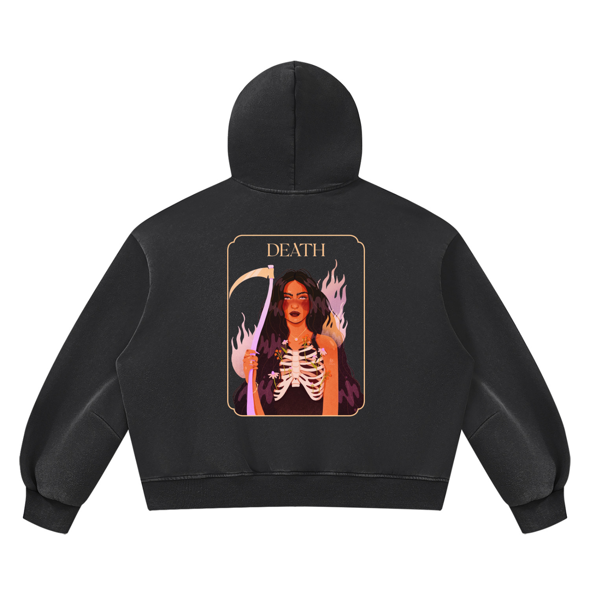 Lady Death Vintage Wash Boxy Fleece Hoodie | Brittany Keller Art x Storylines by Sav
