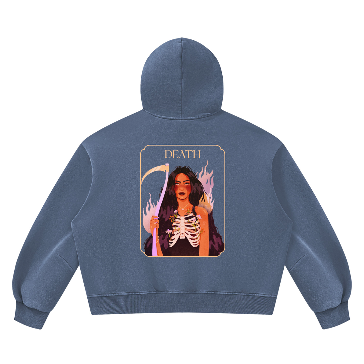 Lady Death Vintage Wash Boxy Fleece Hoodie | Brittany Keller Art x Storylines by Sav