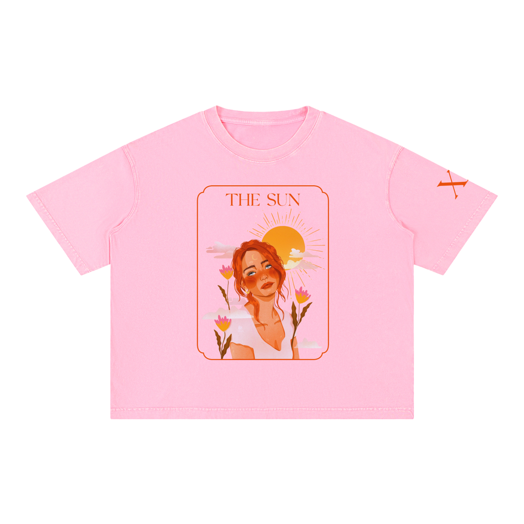 The Sun Mineral Wash Boxy Cotton T-Shirt | Brittany Keller Art x Storylines by Sav