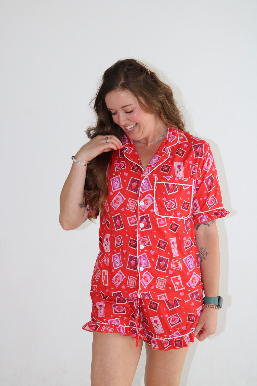 The Everyday PJ - Brittany Keller X Storylines Stamps Red Ruffle Set
