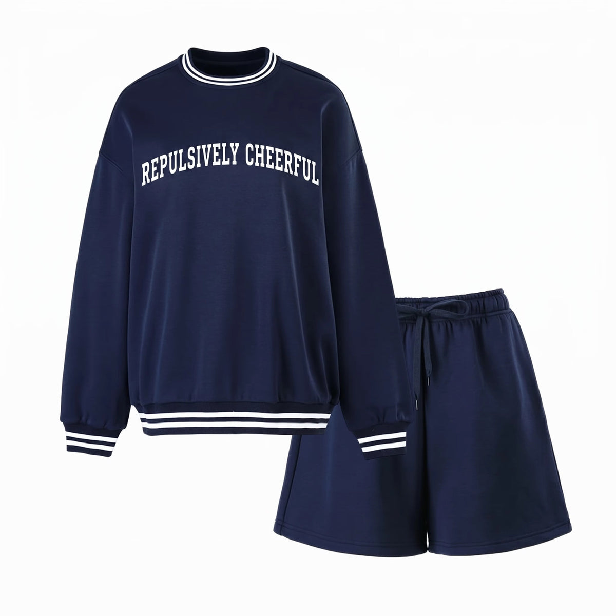 repulsively cheerful blue sweat suit mock up