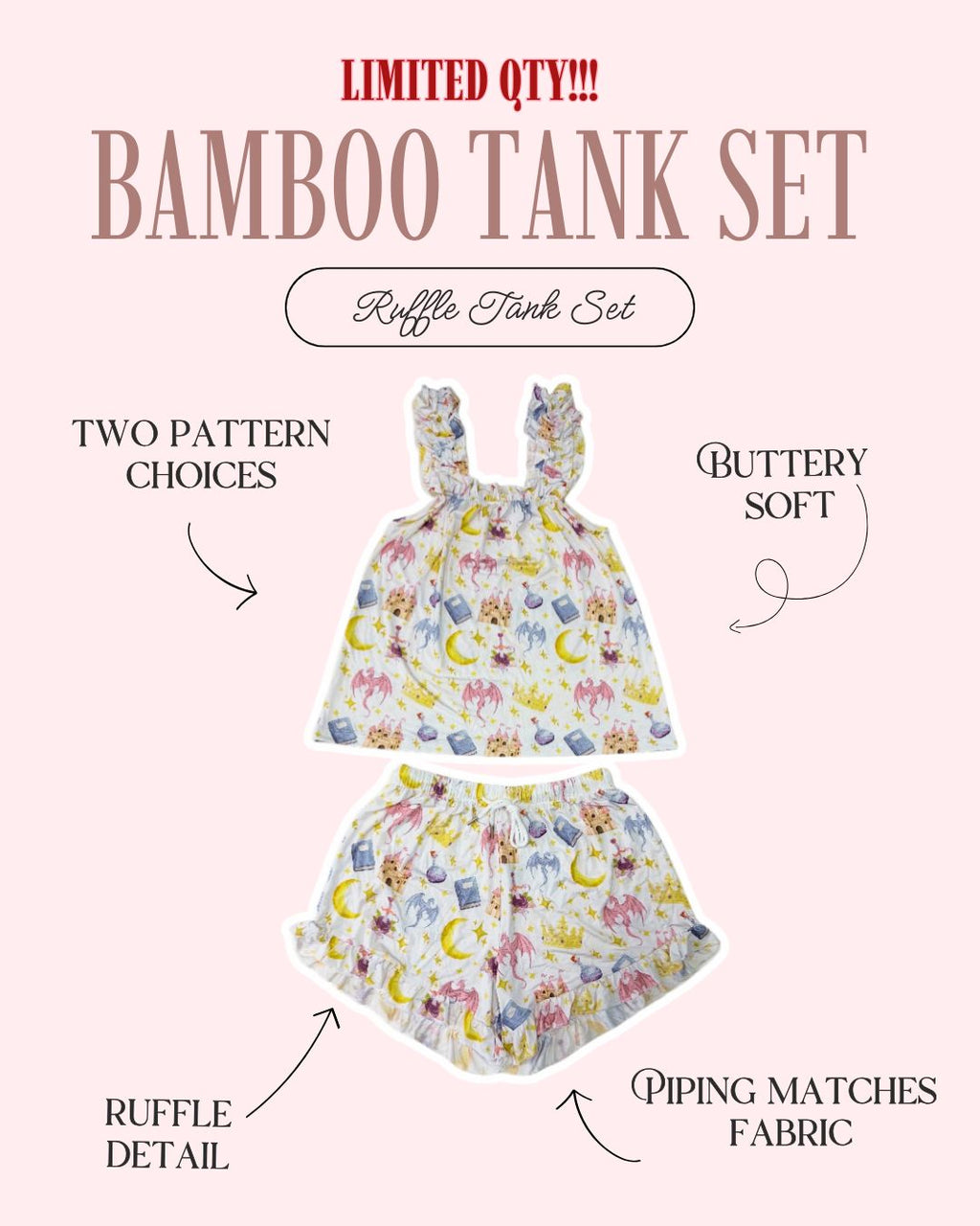 Bamboo Tank Top Ruffles Set