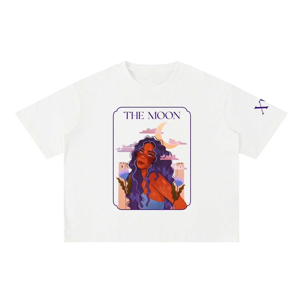 The Moon Mineral Wash Boxy Cotton T-Shirt | Brittany Keller Art x Storylines by Sav