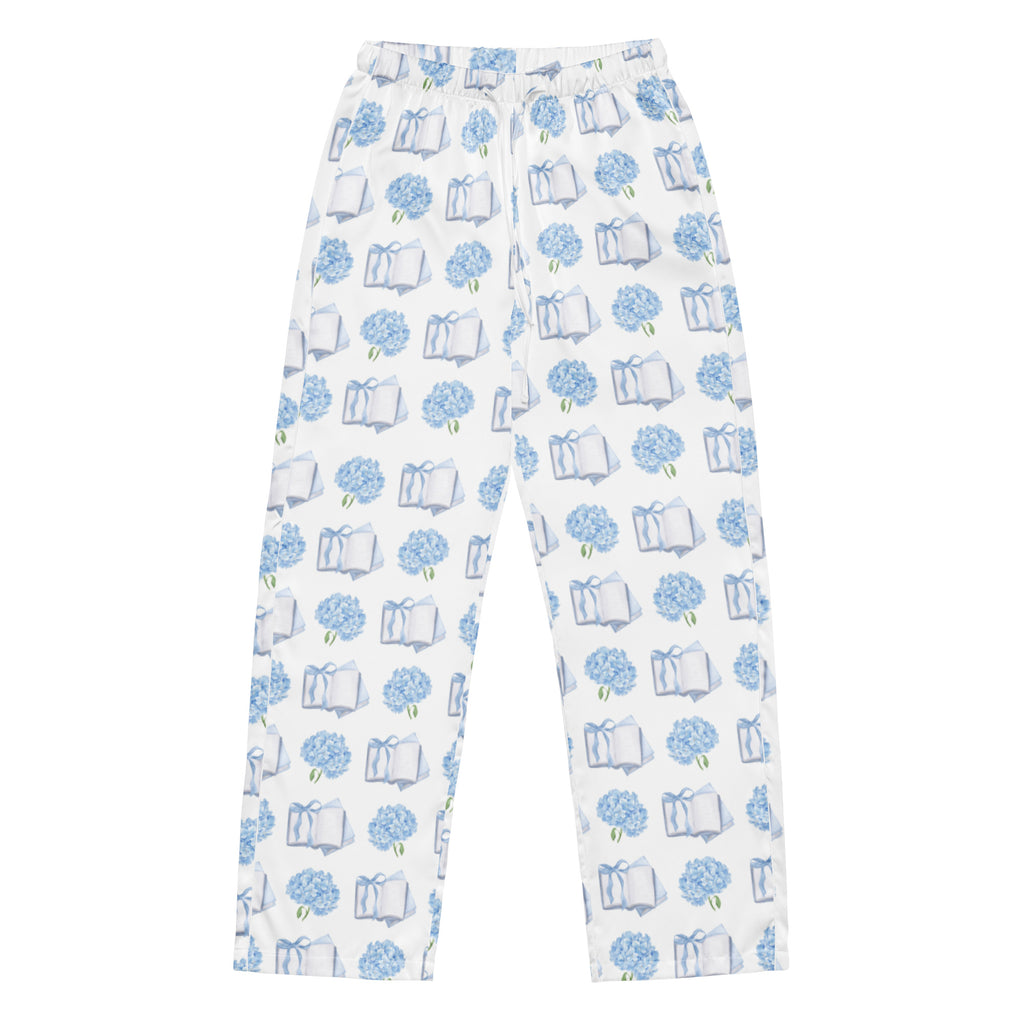 Hydrangea and books pajama pants
