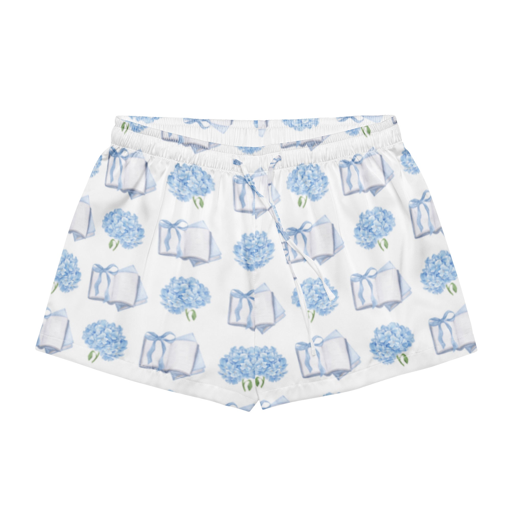 Product mockup of books and flowers on shorts