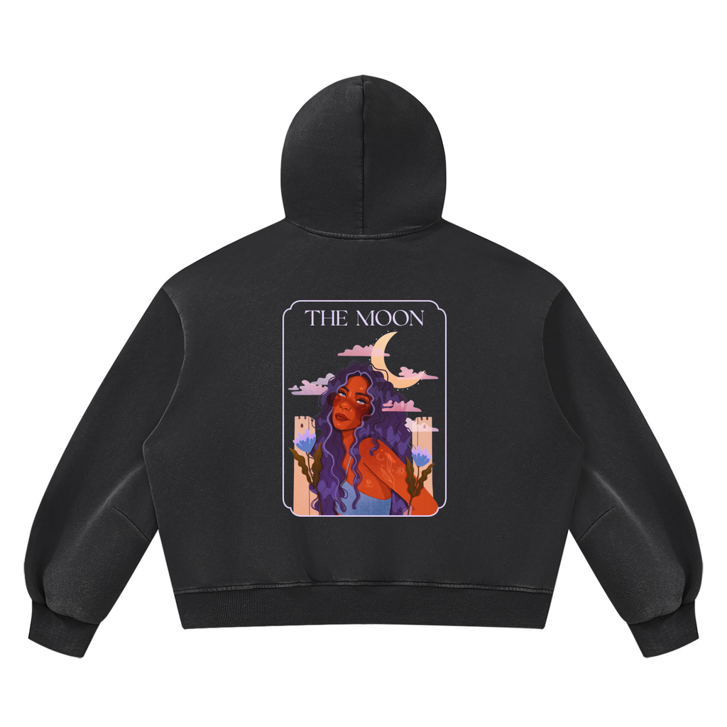 The Moon Vintage Wash Boxy Fleece Hoodie | Brittany Keller Art x Storylines by Sav