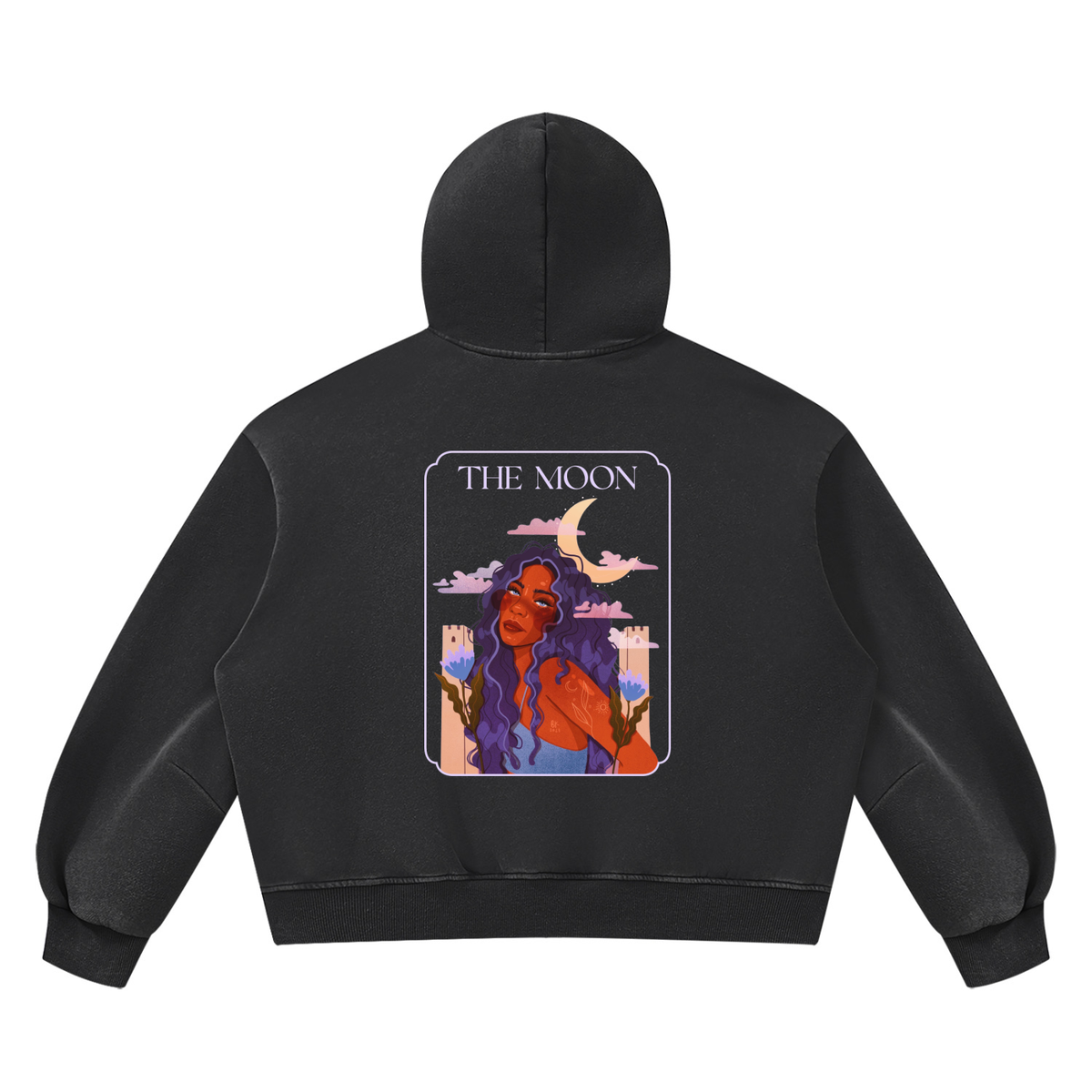 The Moon Vintage Wash Boxy Fleece Hoodie | Brittany Keller Art x Storylines by Sav