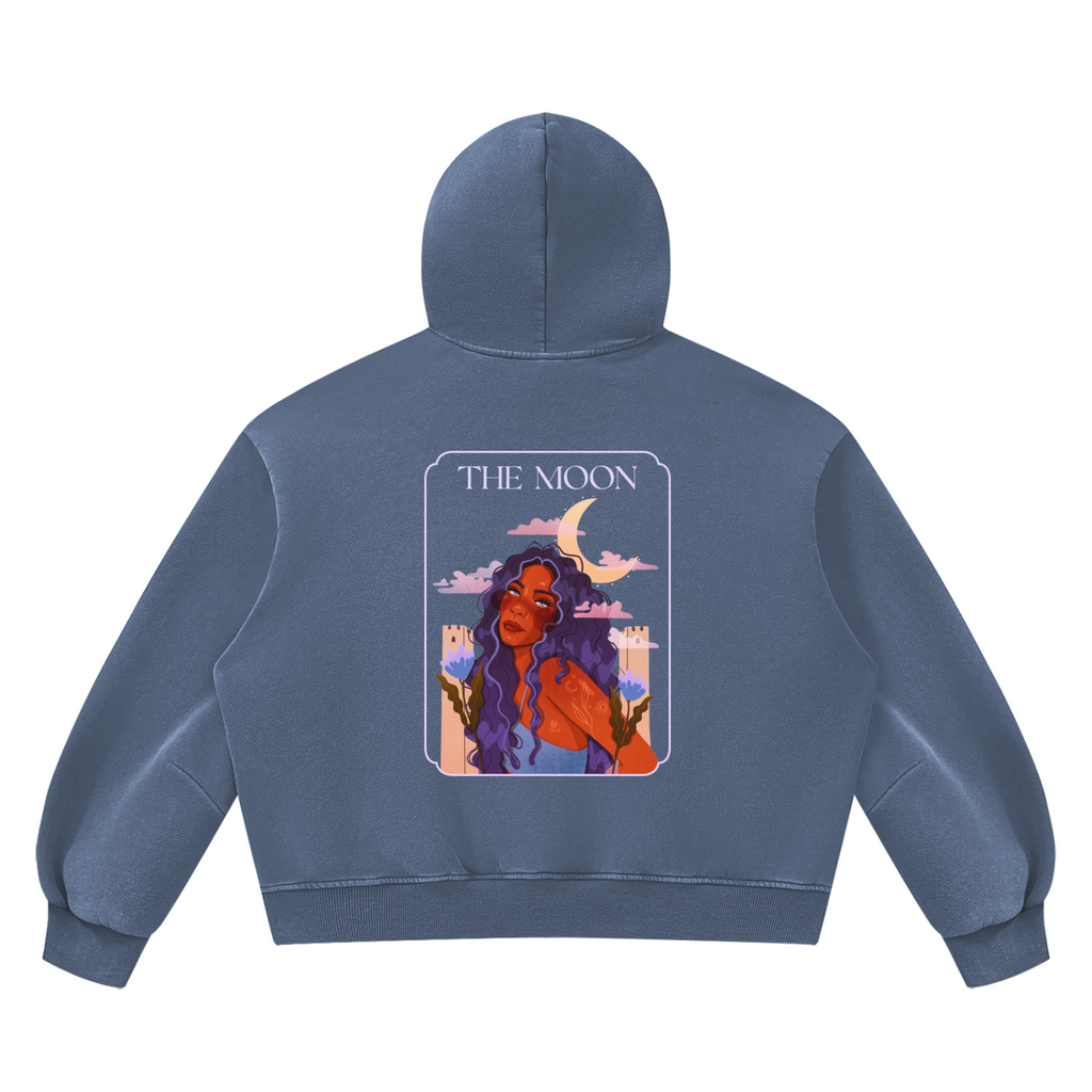 The Moon Vintage Wash Boxy Fleece Hoodie | Brittany Keller Art x Storylines by Sav