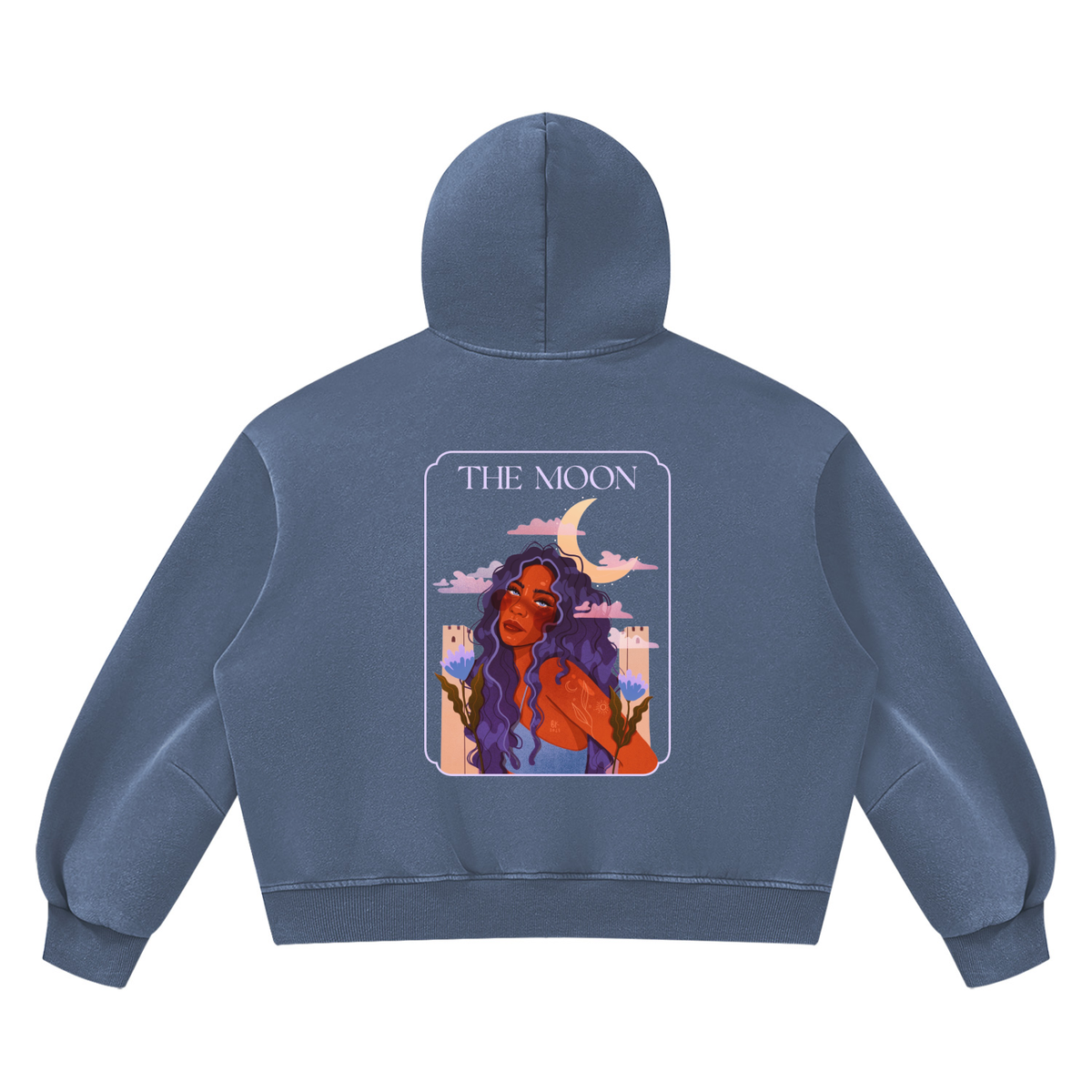The Moon Vintage Wash Boxy Fleece Hoodie | Brittany Keller Art x Storylines by Sav