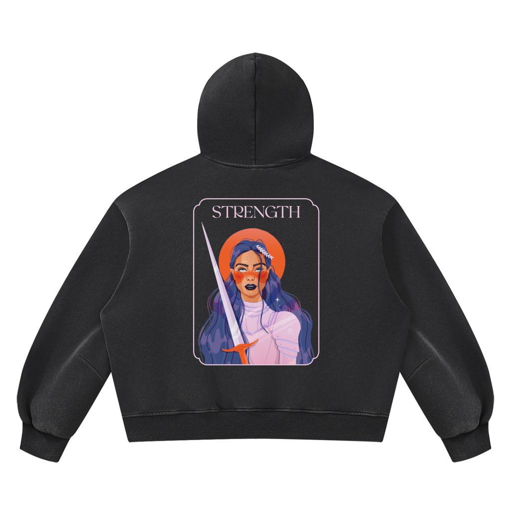 Strength Vintage Wash Boxy Fleece Hoodie | Brittany Keller Art x Storylines by Sav