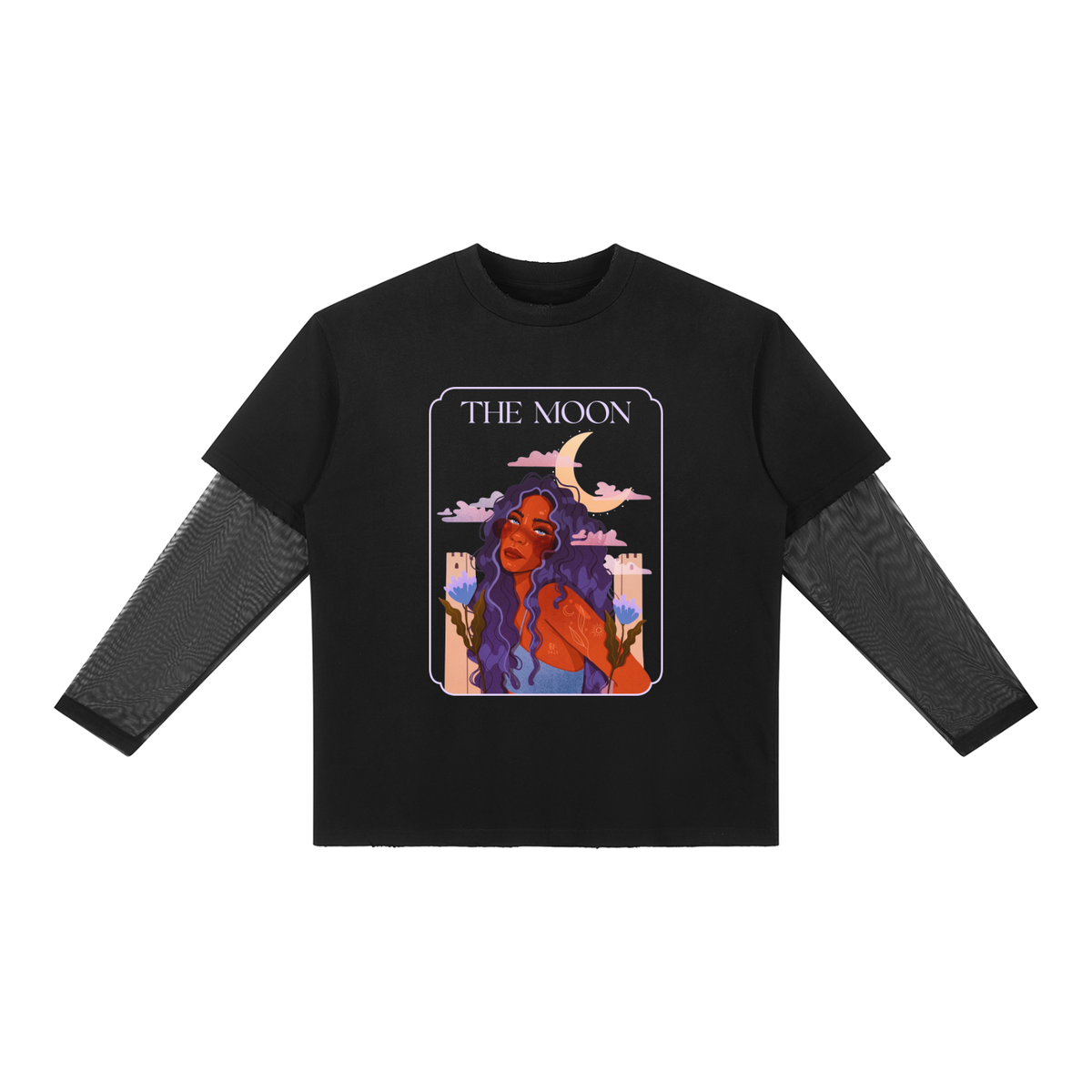 The Moon Oversized Mesh Layer T-Shirt | Brittany Keller Art x Storylines by Sav
