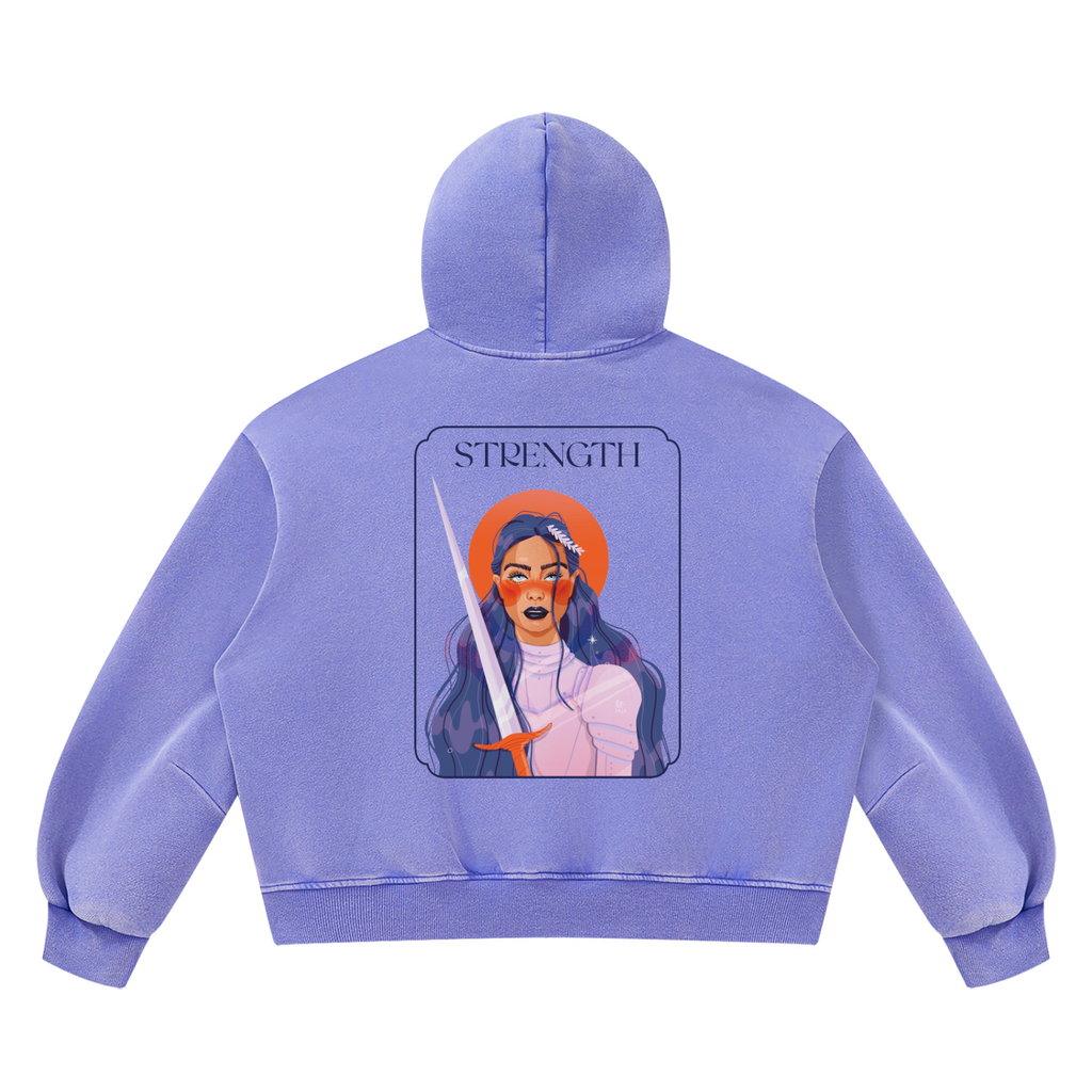 Strength 2 Vintage Wash Boxy Fleece Hoodie | Brittany Keller Art x Storylines by Sav