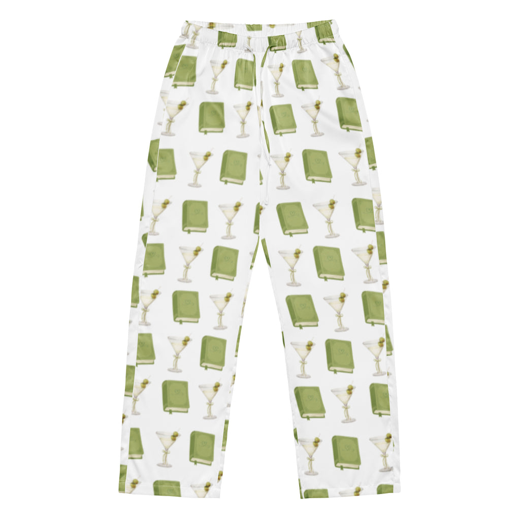 dirty martinis and green books on pajama pants, product mock-up