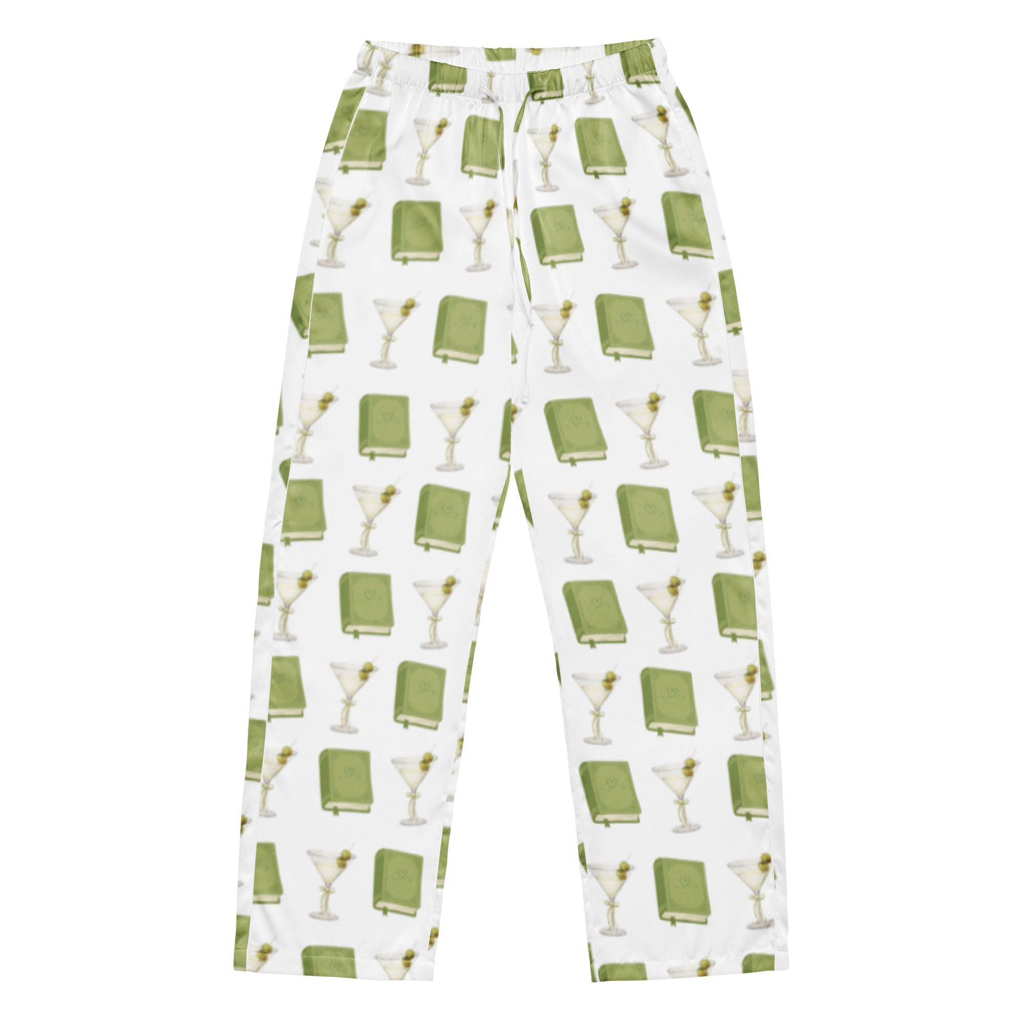 dirty martinis and green books on pajama pants, product mock-up