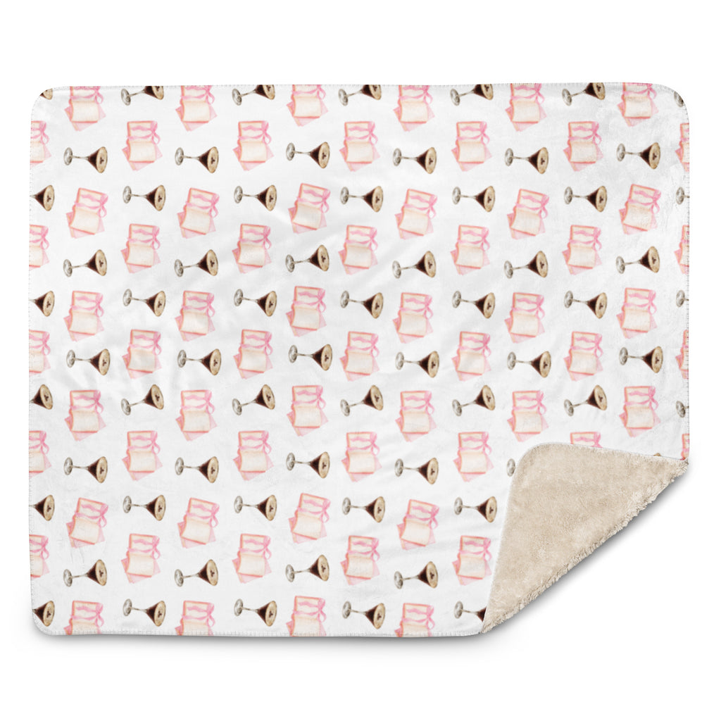 Sherpa lined blanket with espresso martinis and pink books product mock-up image