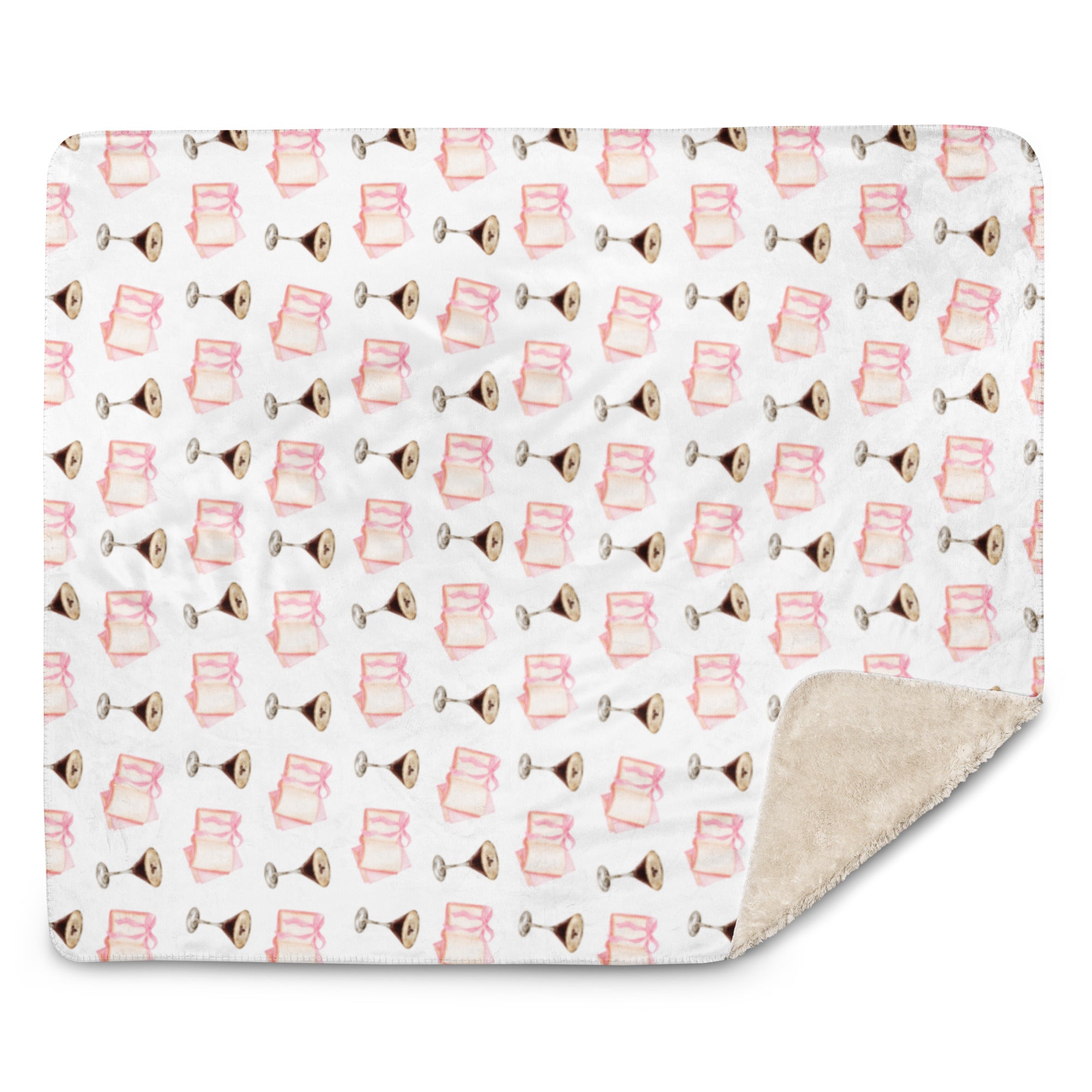 Sherpa lined blanket with espresso martinis and pink books product mock-up image