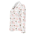 espresso martini and pink books on long sleeve pajama shirt product mock-up, side view
