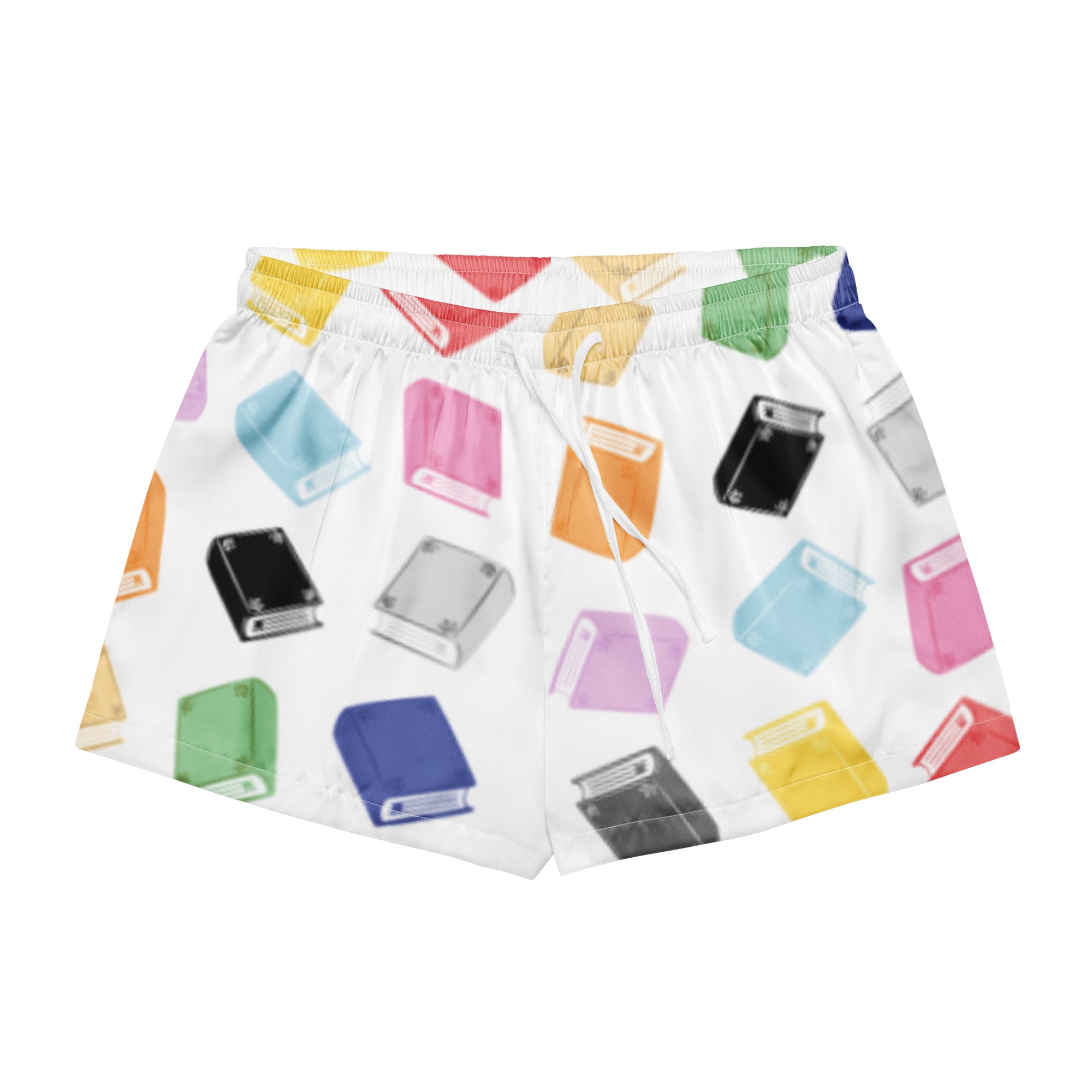 colorful books on pajama shorts product mock-up