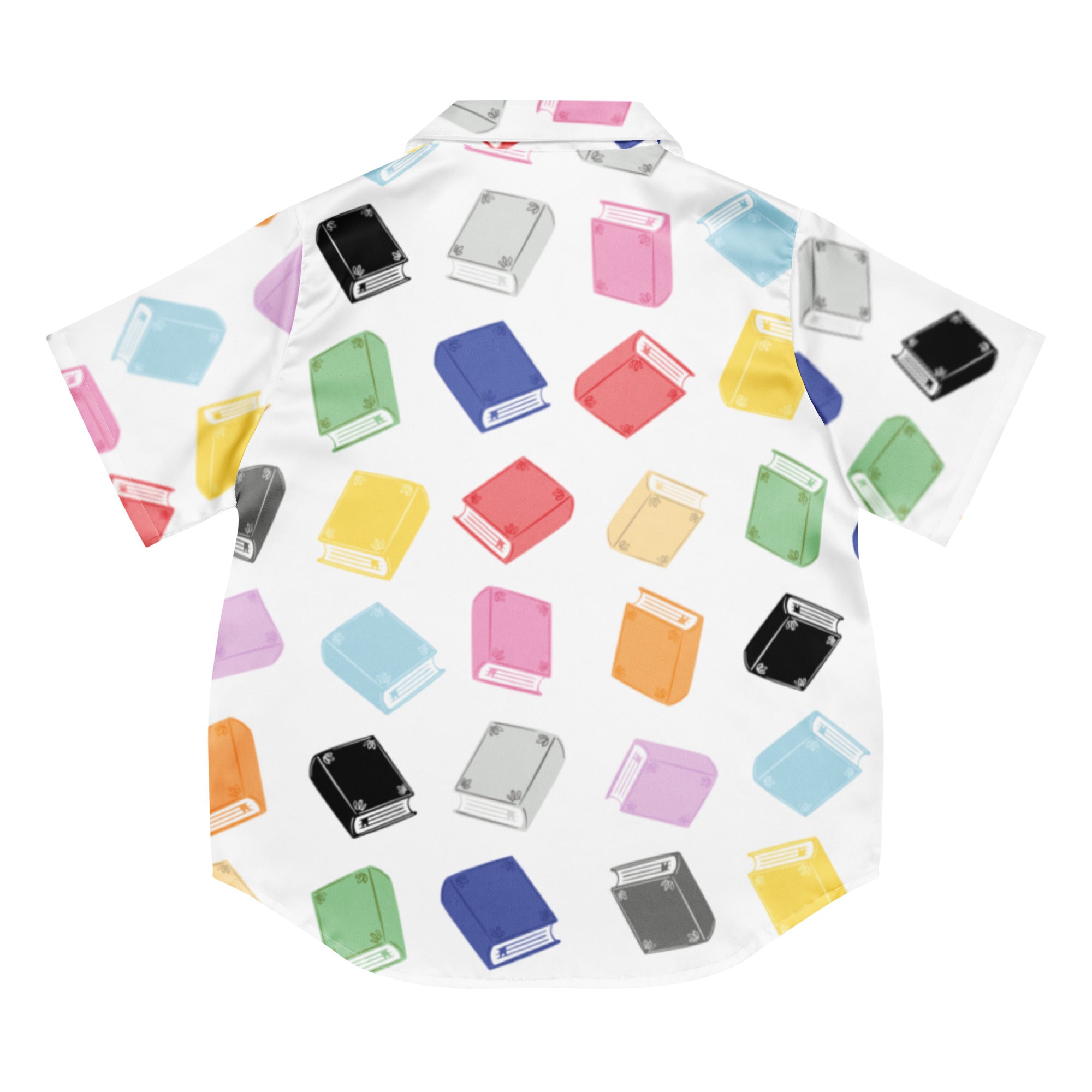 colorful books short sleeve pj top, back of shirt